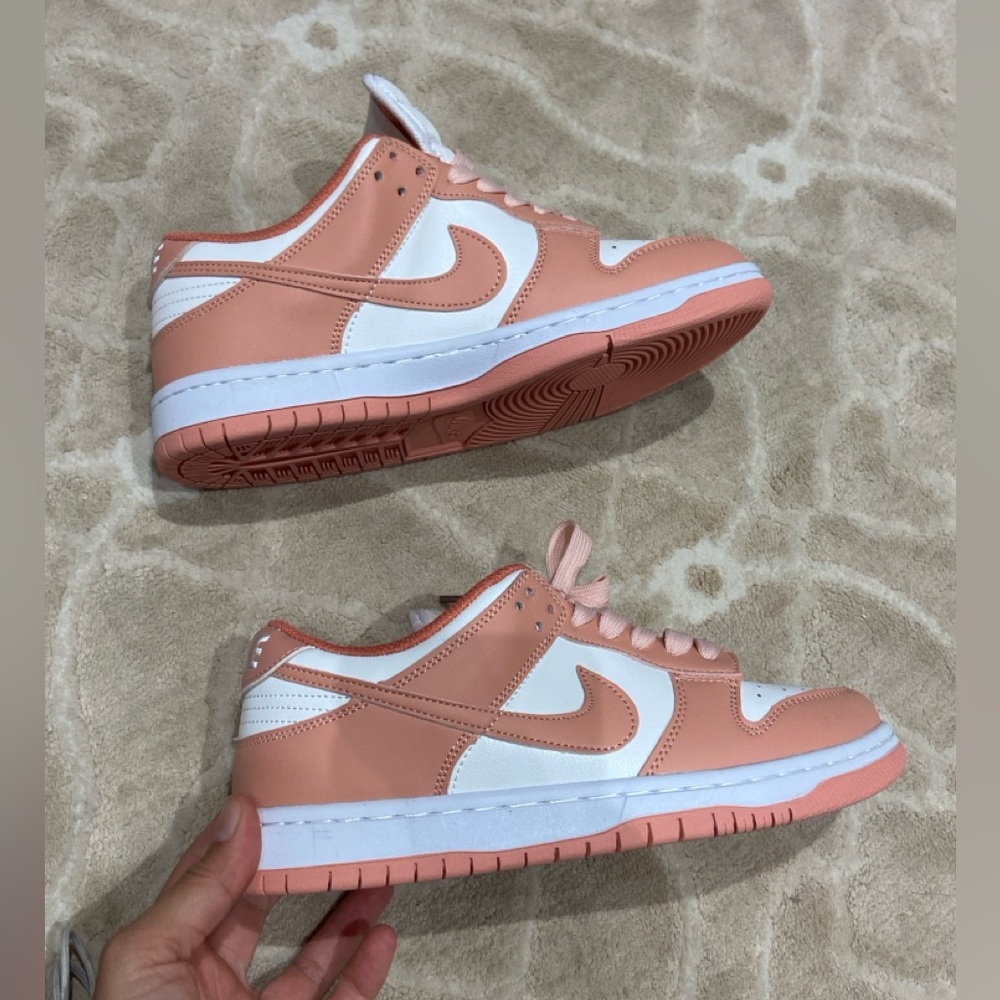 Nike Kids Coral and White Dunks Low Sneakers